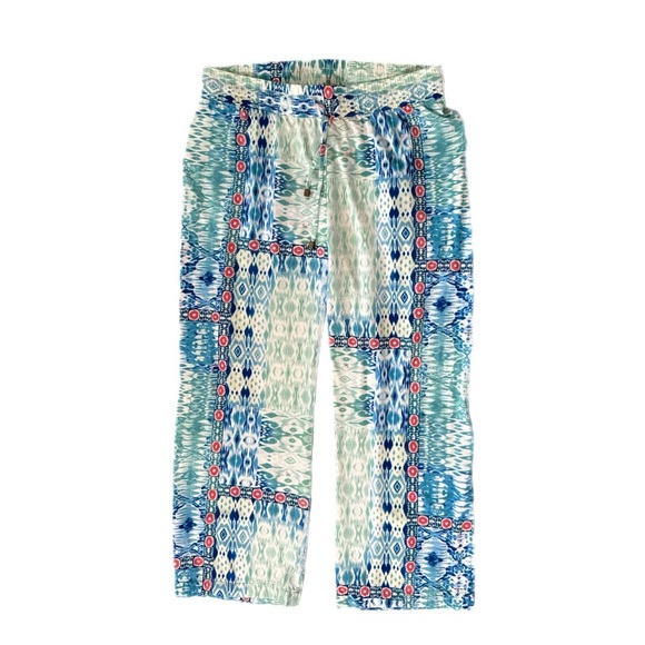 Hester & Orchard Women's Size S Pants Coastal Blue Wide Leg Ankle Crop Boho - Picture 3 of 10